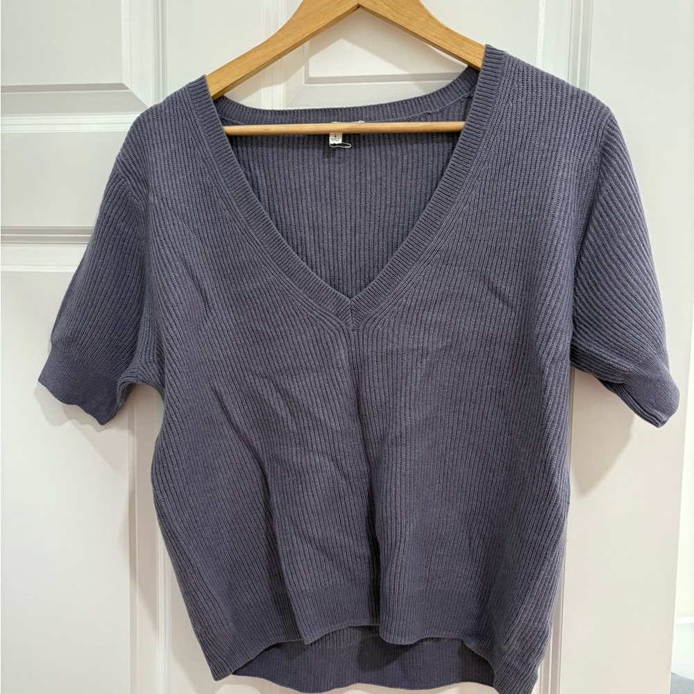 Splendid Short Sleeve V-Neck Top - Purple